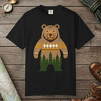 Black color unisex graphic t-shirt with "Bear Spirit" design