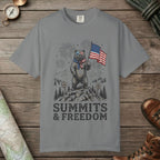 Grey color unisex graphic t-shirt with "Bear Summits" design