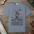 Blue Jean color unisex graphic t-shirt with "Bear Summits" design