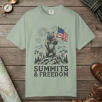 Bay color unisex graphic t-shirt with "Bear Summits" design
