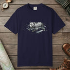 True Navy color unisex graphic t-shirt with "Bear Swimming" design
