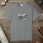 Grey color unisex graphic t-shirt with "Bear Swimming" design