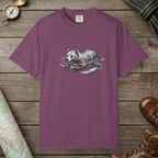 Berry color unisex graphic t-shirt with "Bear Swimming" design