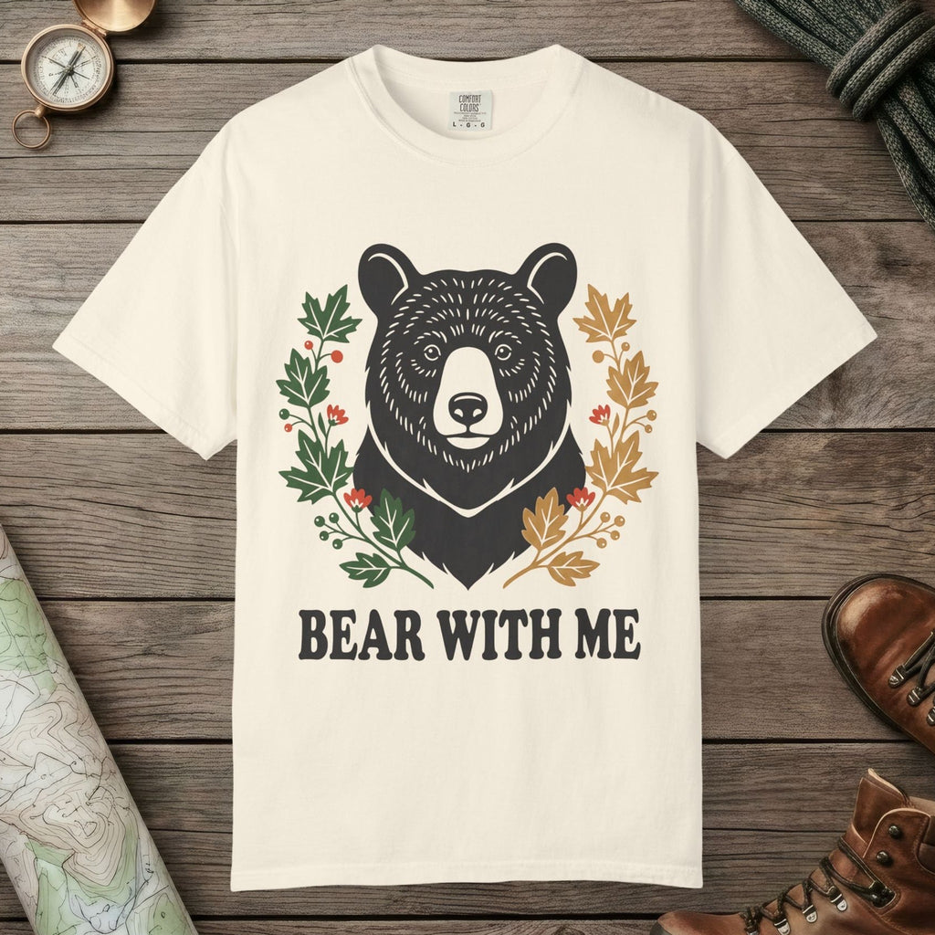 Ivory color unisex graphic t-shirt with "Bear With Me" design
