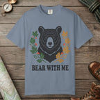 Blue Jean color unisex graphic t-shirt with "Bear With Me" design
