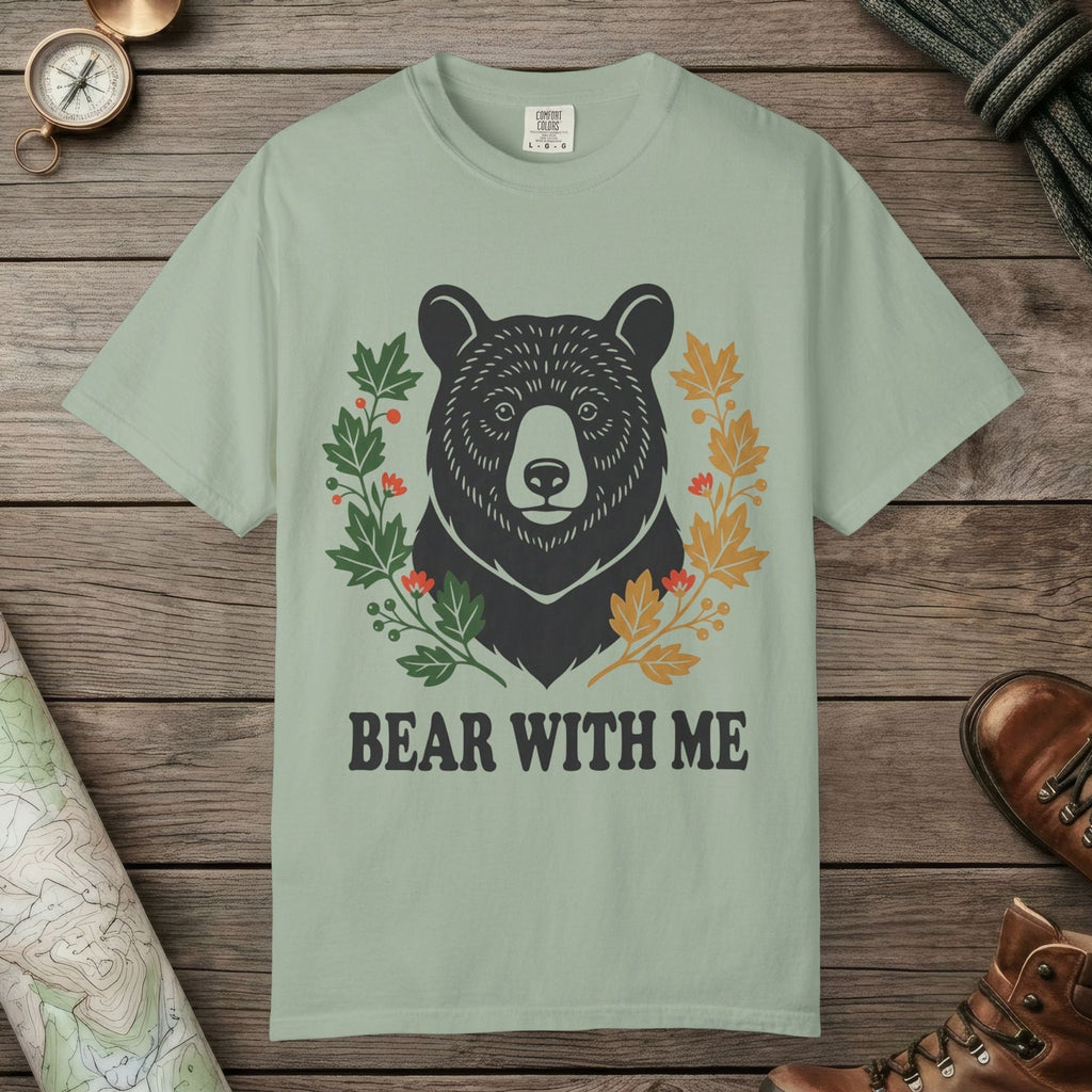 Bay color unisex graphic t-shirt with "Bear With Me" design