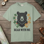 Bay color unisex graphic t-shirt with "Bear With Me" design