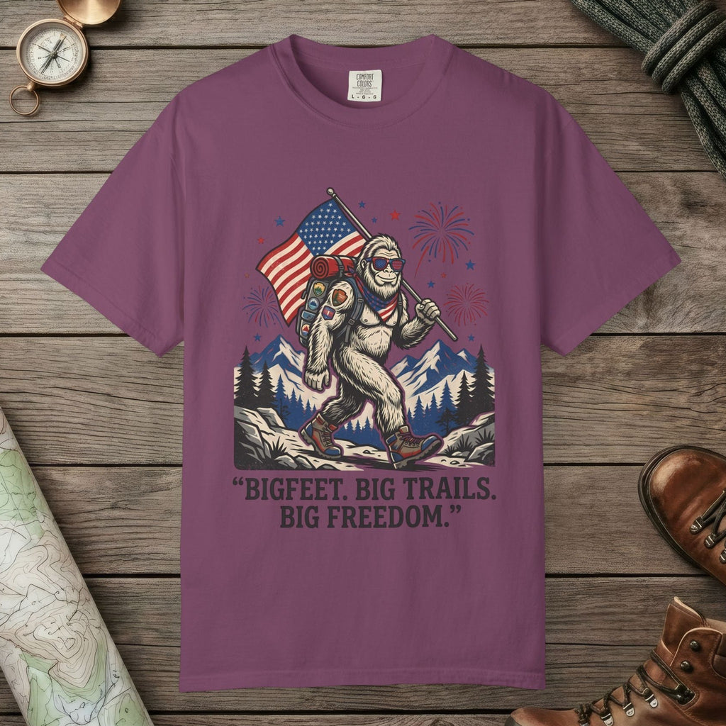 Berry color unisex graphic t-shirt with "Big Freedom" design