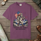 Berry color unisex graphic t-shirt with "Big Freedom" design