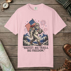 Blossom color unisex graphic t-shirt with "Big Freedom" design