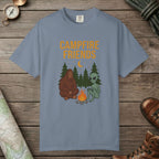 Blue Jean color unisex graphic t-shirt with "Bigfoot And Alien Campfire" design