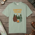 Bay color unisex graphic t-shirt with "Bigfoot And Alien Campfire" design