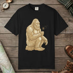 Black color unisex graphic t-shirt with "Bigfoot Wishes" design