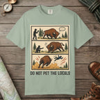 Bay color unisex graphic t-shirt with "Bison Attack Comic" design