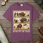 Berry color unisex graphic t-shirt with "Bison Attack Comic" design