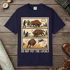 True Navy color unisex graphic t-shirt with "Bison Attack Comic" design