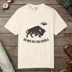 Ivory color unisex graphic t-shirt with "Bison Attack" design
