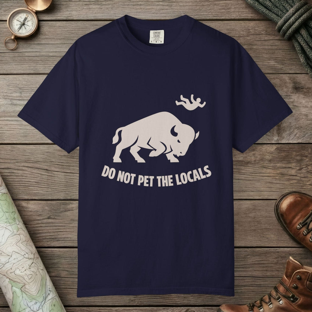 True Navy color unisex graphic t-shirt with "Bison Attack" design