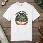 White color unisex graphic t-shirt with "Cabin Crew" design