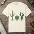 Ivory color unisex graphic t-shirt with "Cactus Botanical Study" design
