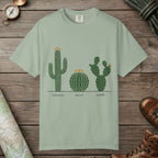 Bay color unisex graphic t-shirt with "Cactus Botanical Study" design