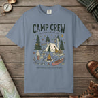 Blue Jean color unisex graphic t-shirt with "Camp Crew" design