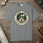 Grey color unisex graphic t-shirt with "Camp Crew" design