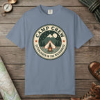 Blue Jean color unisex graphic t-shirt with "Camp Crew" design