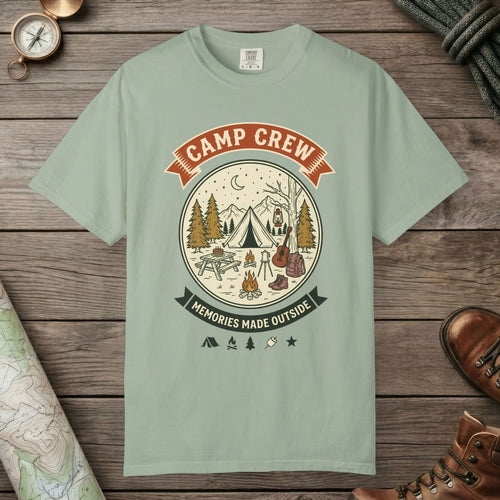Bay color unisex graphic t-shirt with "Camp Crew Vintage" design
