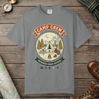 Grey color unisex graphic t-shirt with "Camp Crew Vintage" design