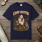 True Navy color unisex graphic t-shirt with "Camp Cryptid" design