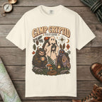 Ivory color unisex graphic t-shirt with "Camp Cryptid" design