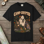 Black color unisex graphic t-shirt with "Camp Cryptid" design