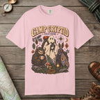 Blossom color unisex graphic t-shirt with "Camp Cryptid" design
