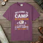 Berry color unisex graphic t-shirt with "Camp Quitcherbitchin" design