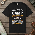 Black color unisex graphic t-shirt with "Camp Quitcherbitchin" design