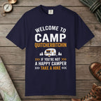 True Navy color unisex graphic t-shirt with "Camp Quitcherbitchin" design