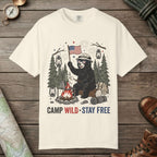 Ivory color unisex graphic t-shirt with "Camp Wild Bear" design