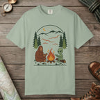 Bay color unisex graphic t-shirt with "Campfire Friends" design