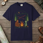 True Navy color unisex graphic t-shirt with "Campfire Friends" design