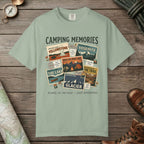 Bay color unisex graphic t-shirt with "Camping Memories" design
