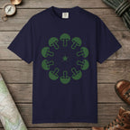 True Navy color unisex graphic t-shirt with "Celestial Mushroom Ring" design