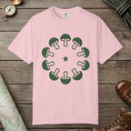 Blossom color unisex graphic t-shirt with "Celestial Mushroom Ring" design