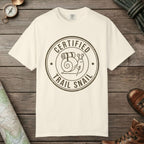 Ivory color unisex graphic t-shirt with "Certified Trail Snail" design