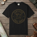 Black color unisex graphic t-shirt with "Certified Trail Snail" design