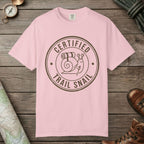 Blossom color unisex graphic t-shirt with "Certified Trail Snail" design