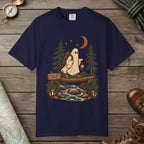 True Navy color unisex graphic t-shirt with "Crossing After Midnight" design