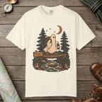 Ivory color unisex graphic t-shirt with "Crossing After Midnight" design