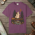Berry color unisex graphic t-shirt with "Crossing After Midnight" design