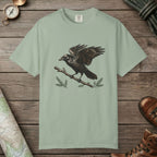 Bay color unisex graphic t-shirt with "Crow Spirit" design